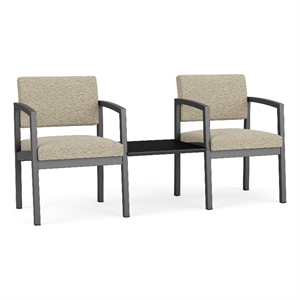 Lesro Industries Steel Reception 2 Chairs With Center Table in Brown