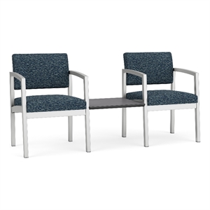 Lesro Industries Steel Reception 2 Chairs With Center Table in Blue