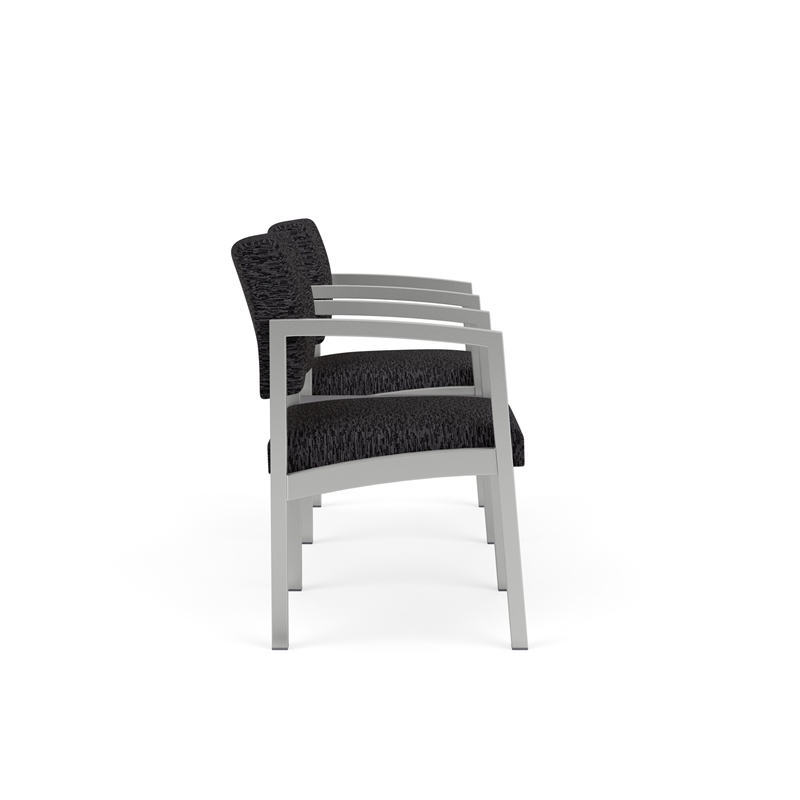 Lesro Industries Steel Reception 2 Chairs With Center Table in Black