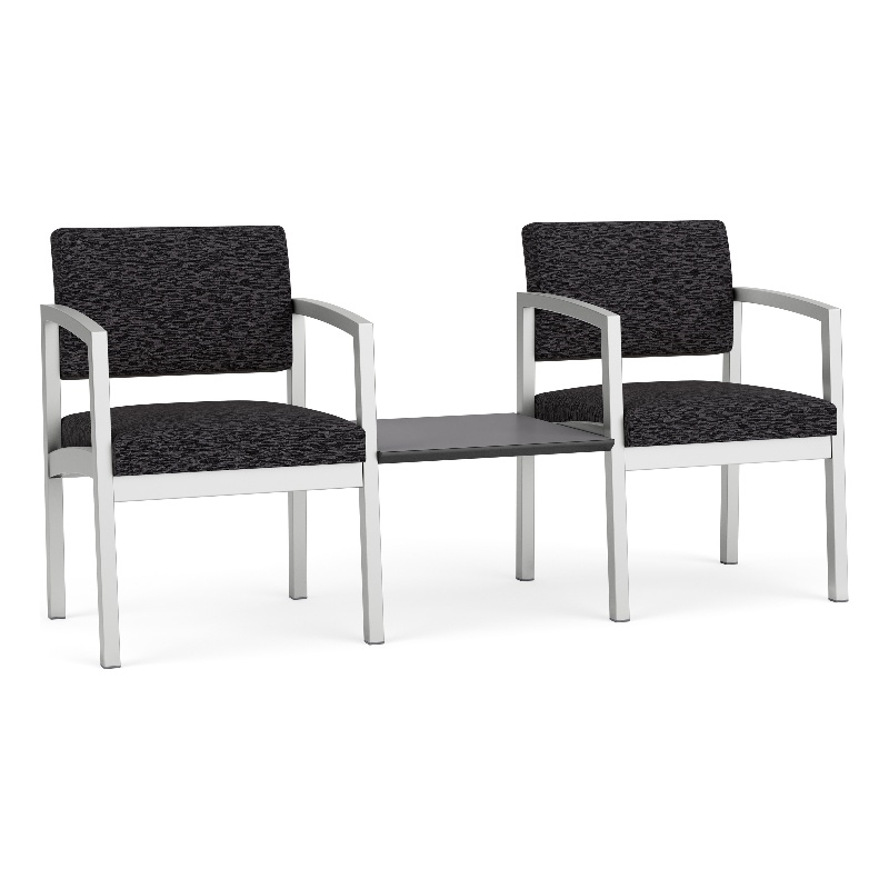 Lesro Industries Steel Reception 2 Chairs With Center Table in Black