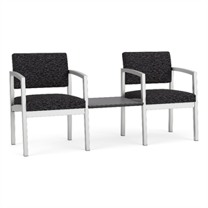 Lesro Industries Steel Reception 2 Chairs With Center Table in Black