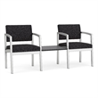 Lesro Industries Steel Reception 2 Chairs With Center Table in Black