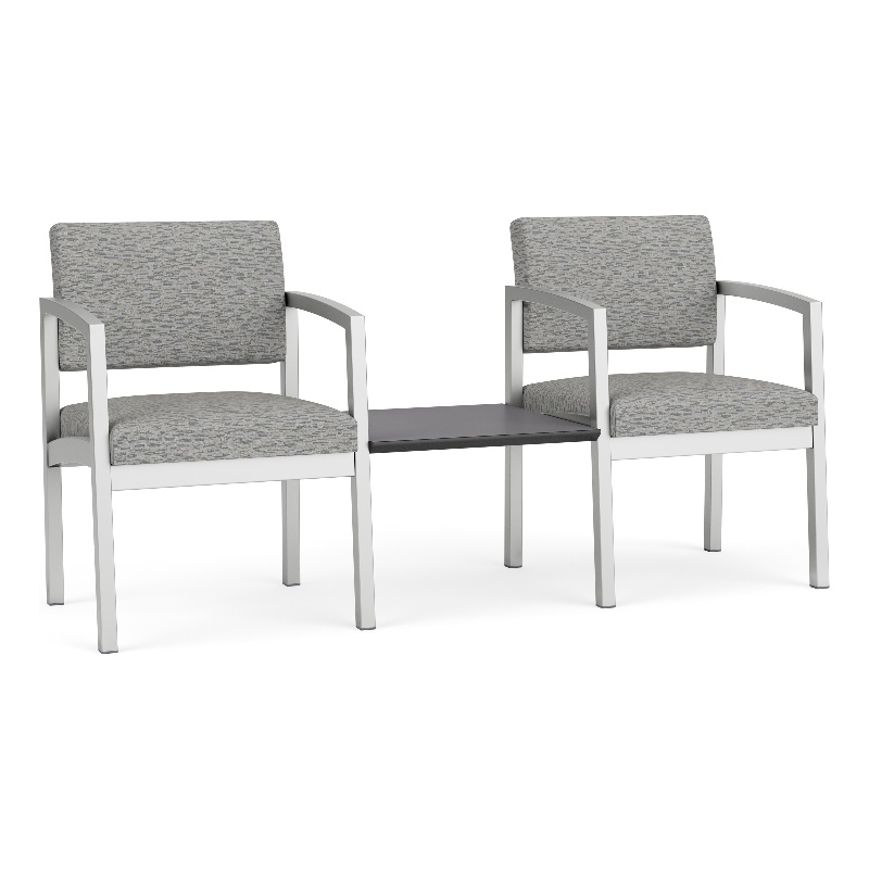 Lesro Industries Steel Reception 2 Chairs With Center Table in Gray