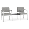 Lesro Industries Steel Reception 2 Chairs With Center Table in Gray
