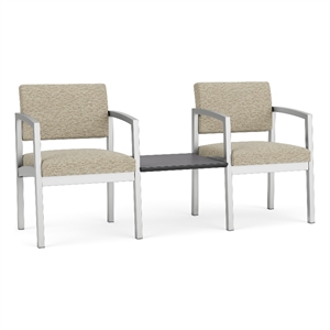 Lesro Industries Steel Reception 2 Chairs With Center Table in Brown