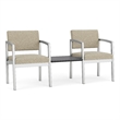 Lesro Industries Steel Reception 2 Chairs With Center Table in Brown