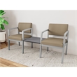 Lesro Industries Steel Reception 2 Chairs With Center Table in Brown