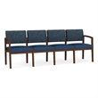 Lesro Industries Wood Waiting Reception 4 Seat Sofa Wood Frame in Blue