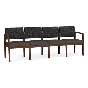 Lesro Industries Wood Waiting Reception 4 Seat Sofa Wood Frame in Gray