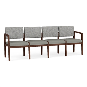 Lesro Industries Wood Waiting Reception 4 Seat Sofa Wood Frame in Gray