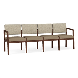 Lesro Industries Wood Waiting Reception 4 Seat Sofa Wood Frame in Brown