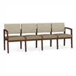 Lesro Industries Wood Waiting Reception 4 Seat Sofa Wood Frame in Brown