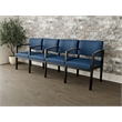 Lesro Industries Wood Waiting Reception 4 Seat Tandem Seating in Blue