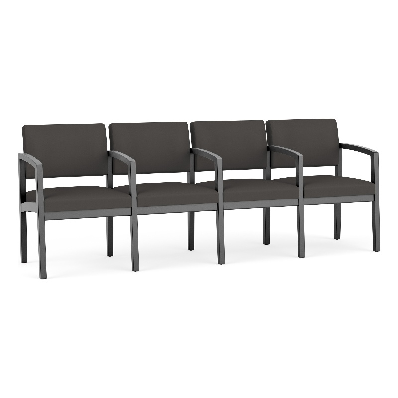 Lesro Industries Wood Waiting Reception 4 Seat Tandem Seating in Gray