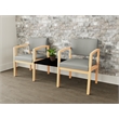 Lesro Industries Wood  Reception 2 Chairs With Center Table in Gray