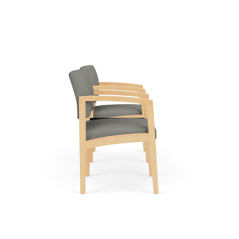 Lesro Industries Wood  Reception 2 Chairs With Center Table in Gray