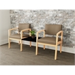 Lesro Industries Wood  Reception 2 Chairs With Center Table in Brown