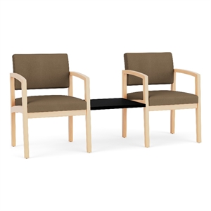 Lesro Industries Wood  Reception 2 Chairs With Center Table in Brown