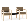 Lesro Industries Wood  Reception 2 Chairs With Center Table in Brown