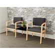Lesro Industries Wood  Reception 2 Chairs With Center Table in Gray