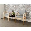 Lesro Industries Wood  Reception 2 Chairs With Center Table in Gray