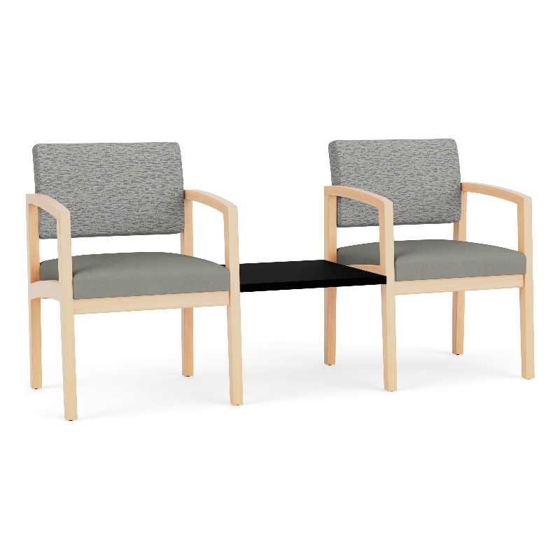 Lesro Industries Wood  Reception 2 Chairs With Center Table in Gray