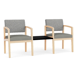 Lesro Industries Wood  Reception 2 Chairs With Center Table in Gray