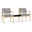 Lesro Industries Wood  Reception 2 Chairs With Center Table in Gray