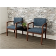 Lesro Industries Wood  Reception 2 Chairs With Center Table in Blue