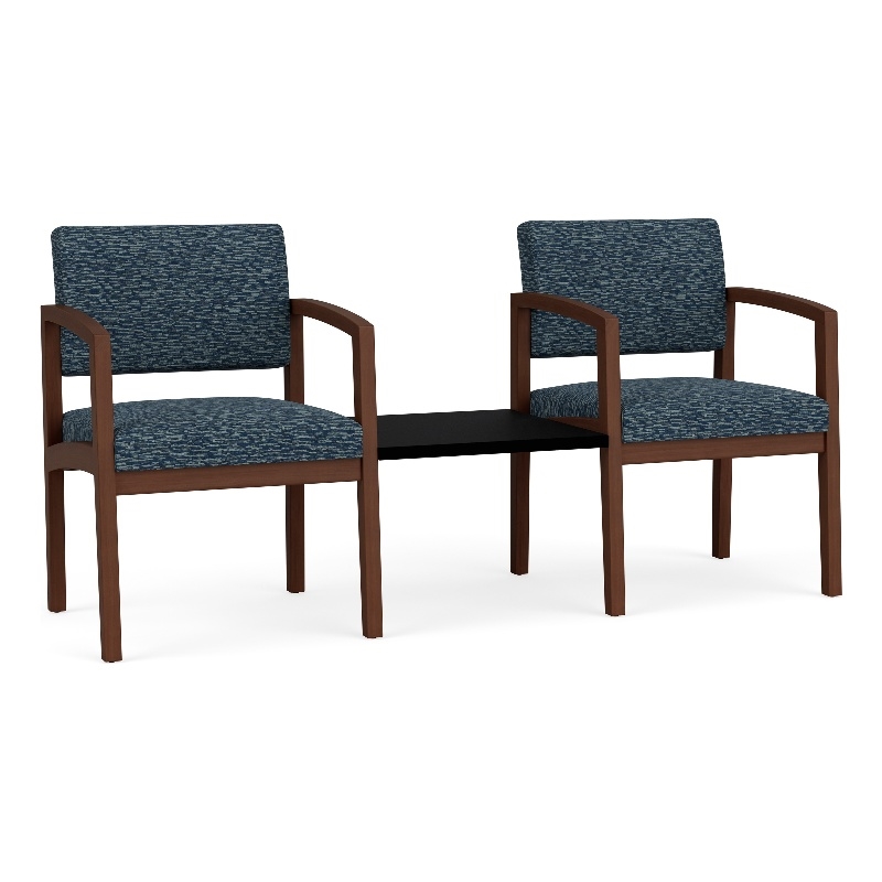 Lesro Industries Wood  Reception 2 Chairs With Center Table in Blue