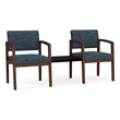 Lesro Industries Wood  Reception 2 Chairs With Center Table in Blue