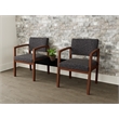 Lesro Industries Wood  Reception 2 Chairs With Center Table in Black