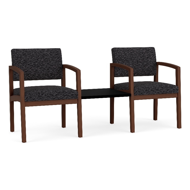 Lesro Industries Wood  Reception 2 Chairs With Center Table in Black