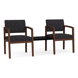Lesro Industries Wood  Reception 2 Chairs With Center Table in Black