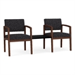 Lesro Industries Wood  Reception 2 Chairs With Center Table in Black