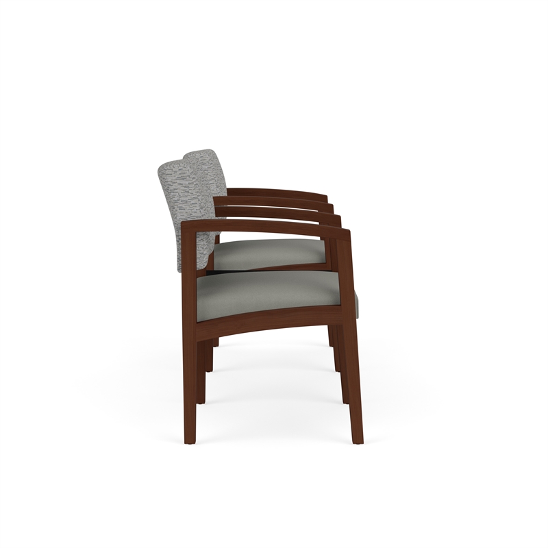 Lesro Industries Wood  Reception 2 Chairs With Center Table in Gray
