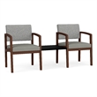 Lesro Industries Wood  Reception 2 Chairs With Center Table in Gray