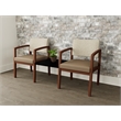 Lesro Industries Wood  Reception 2 Chairs With Center Table in Brown