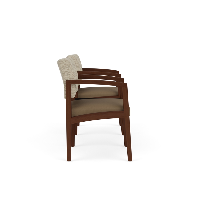 Lesro Industries Wood  Reception 2 Chairs With Center Table in Brown