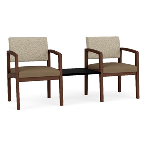 Lesro Industries Wood  Reception 2 Chairs With Center Table in Brown