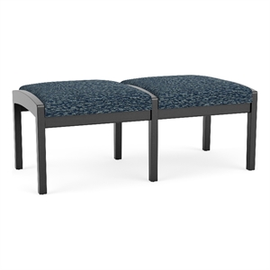 Lesro Industries Wood Waiting Reception 2 Seat Bench Wood Frame in Blue