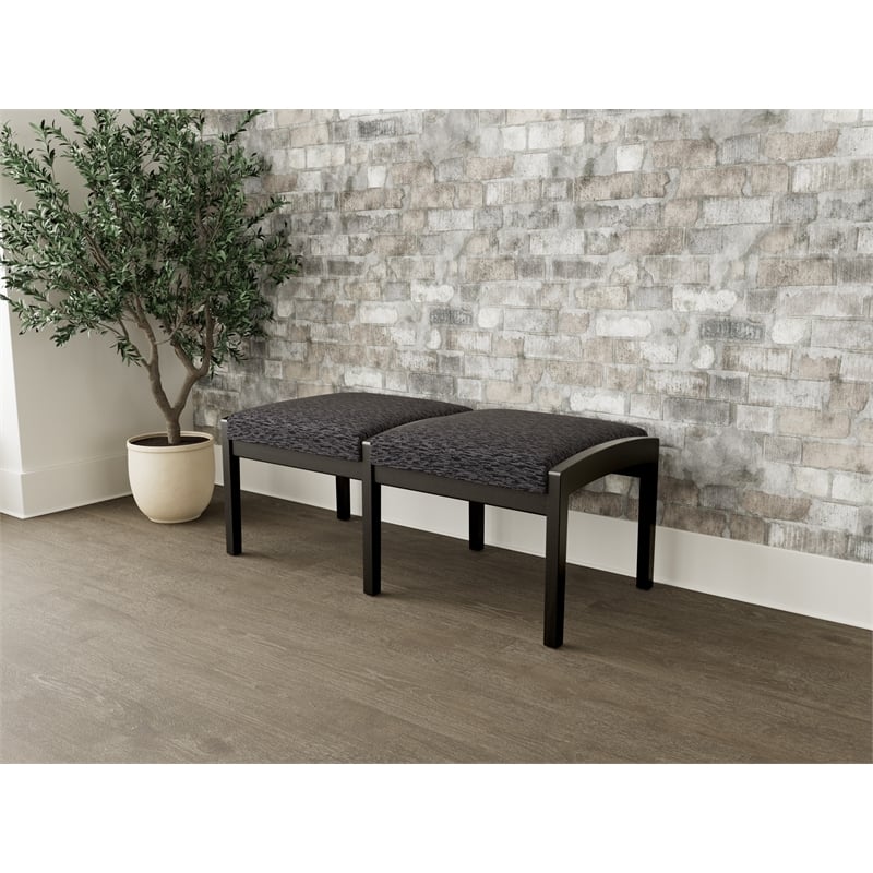 Lesro Industries Wood Waiting Reception 2 Seat Bench Wood Frame in Black