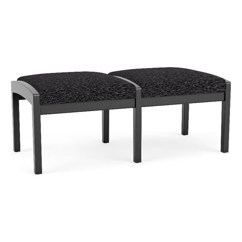 Lesro Industries Wood Waiting Reception 2 Seat Bench Wood Frame in Black