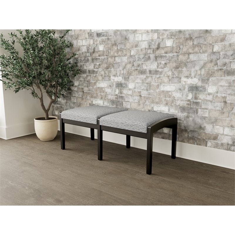 Lesro Industries Wood Waiting Reception 2 Seat Bench Wood Frame in Gray