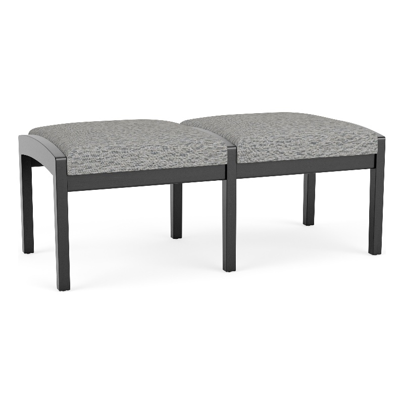 Lesro Industries Wood Waiting Reception 2 Seat Bench Wood Frame in Gray