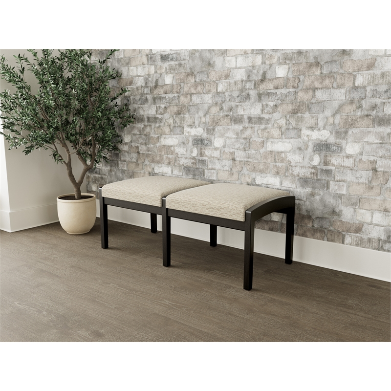 Lesro Industries Wood Waiting Reception 2 Seat Bench Wood Frame in Brown