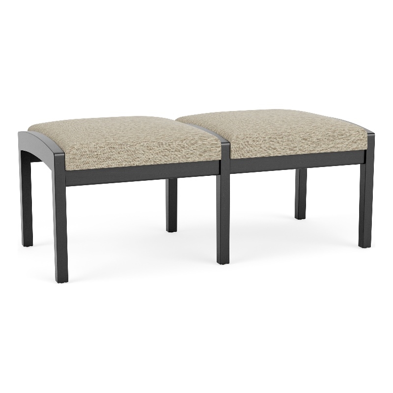 Lesro Industries Wood Waiting Reception 2 Seat Bench Wood Frame in Brown