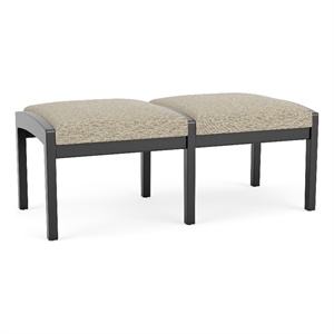 Lesro Industries Wood Waiting Reception 2 Seat Bench Wood Frame in Brown