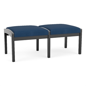 Lesro Industries Wood Waiting Reception 2 Seat Bench Wood Frame in Blue