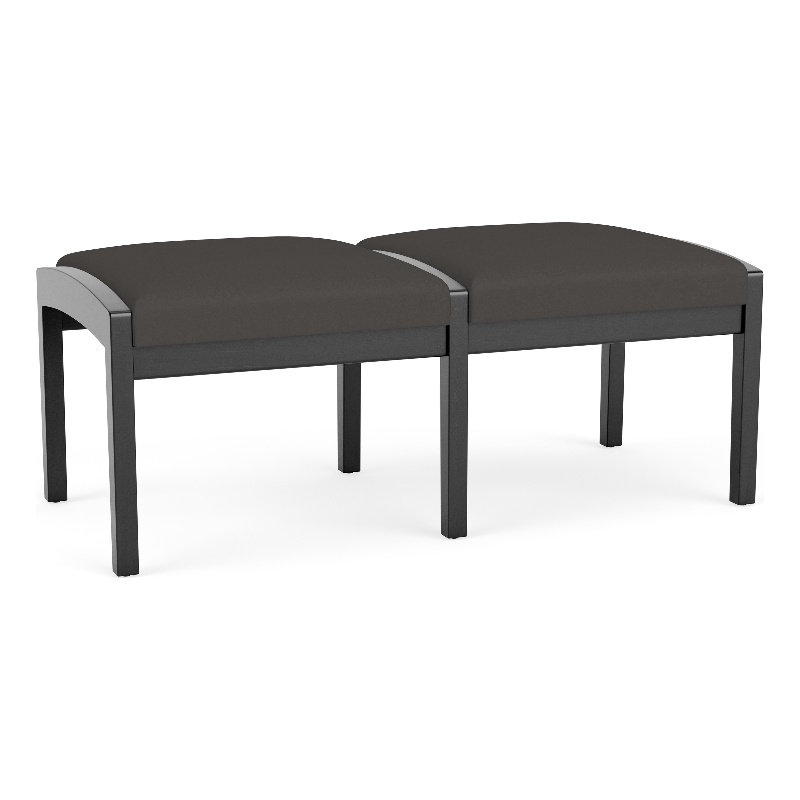 Lesro Industries Wood Waiting Reception 2 Seat Bench Wood Frame in Gray